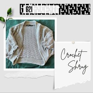 *5 for $20* Grey Crochet Knit Shrug Cardigan